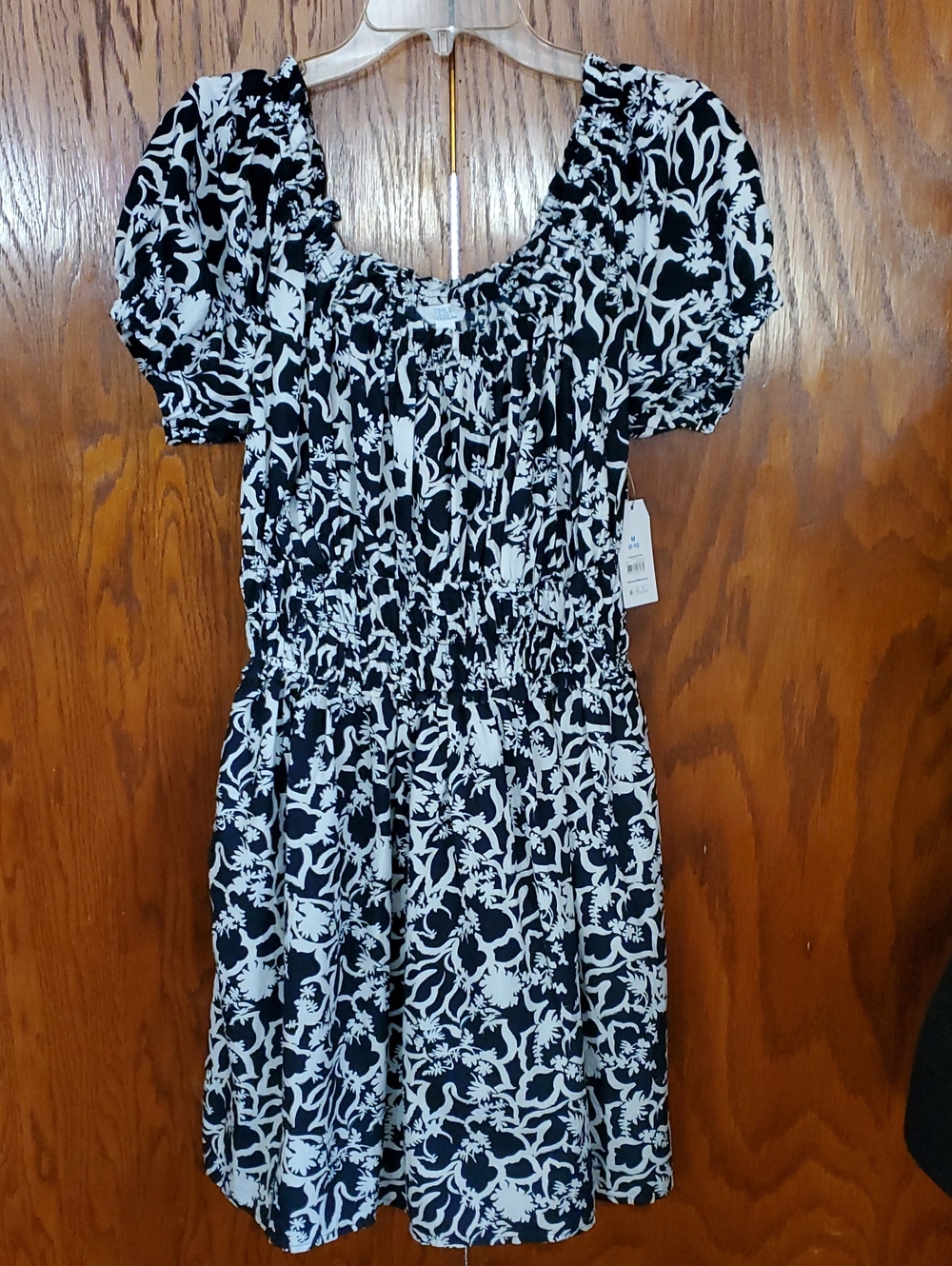 Ladies Dark Blue & White Floral Smocked Dress - Picture 1 of 6